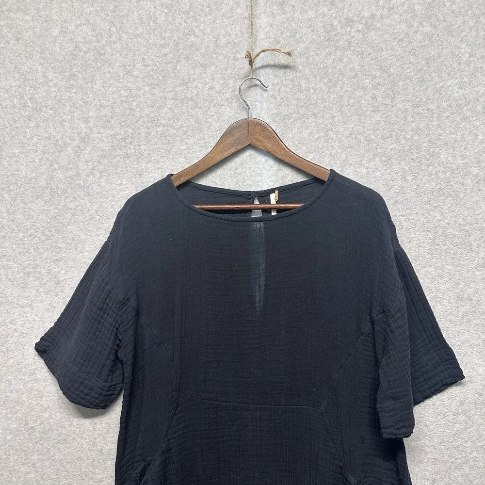 ▪️🖤 Free People Black Textured Linen Midi Dress‎ (with pockets!!) 🖤▪️